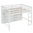 thumbnail image 5 of Harper & Bright Designs Wood Full Size Loft Bed with 8 Open Storage Shelves, Full Loft Bed Frame with Built-in Bookcase for Dorm Kids Teens, White, 5 of 14