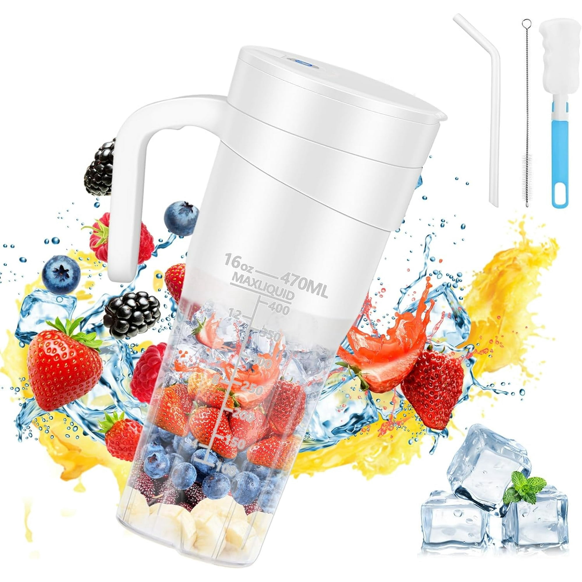 Compact & Portable Blender Juicer Wireless Charging 16 oz Capacity Perfect for Smoothies, Baby Food, and Outdoor Use
