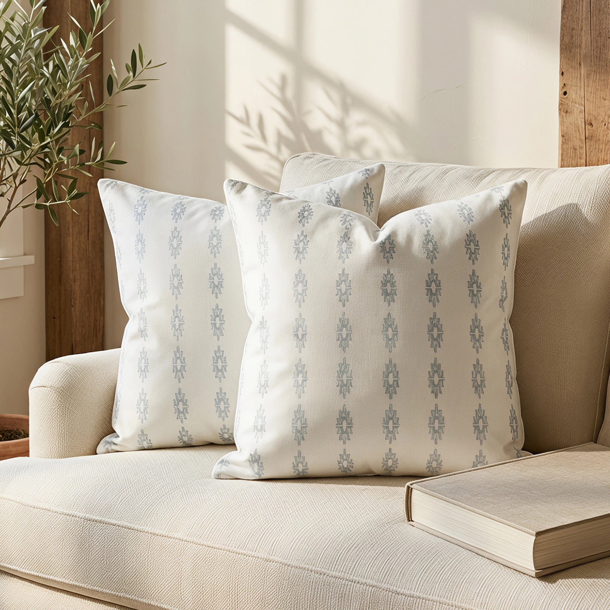 Unique Bargains Set of 2 Modern Botanical Floral Printed Throw Pillow Covers Grey 18"x18"