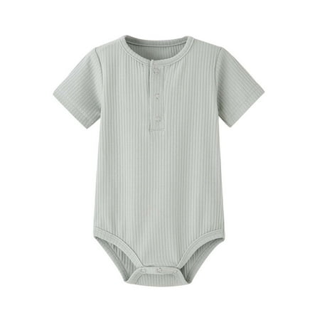 

SuoKom Baby Boys Girls Bodysuit Infants Pure Cotton Coverall Toddler Newborn Bodysuit Baby Strip Ribbed Short-sleeved Romper Jumpsuit Baby Clothes Essentials (0-24 Months)