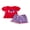 Red, variant on BemeyourBBs 2Pcs Toddler Baby Girls 4th of July Outfit Patriot Independence Day Summer Clothes Fourth of July Baby Girl Puff Short Sleeve Popsicle Embroidery T Shirt Top and Ruffle Pocket Shorts Set