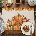 thumbnail image 3 of Orange Pumpkins Fall Thanksgiving Placemats Set of 8, Vintage Fallen Leaves Table Mats Washable Heat-Insulation Non-Slip Place Mats for Kitchen Dinner Table Indoor Outdoor Decor,13x19 Inch, 3 of 9