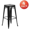 thumbnail image 4 of BizChair 4 Pack Commercial Grade 30" High Backless Black Metal Indoor-Outdoor Barstool with Square Seat, 4 of 15