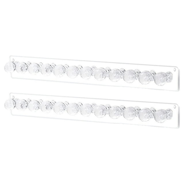 Kitchen Rack Necklace Organizer 2 Pack Easy Install 10.5"X1.5" Hanging Holder Wall Mount With 10 Necklace Hooks Necklace Hanger Also For Bracelets Earrings And Keys,Clear Kitchen Rack