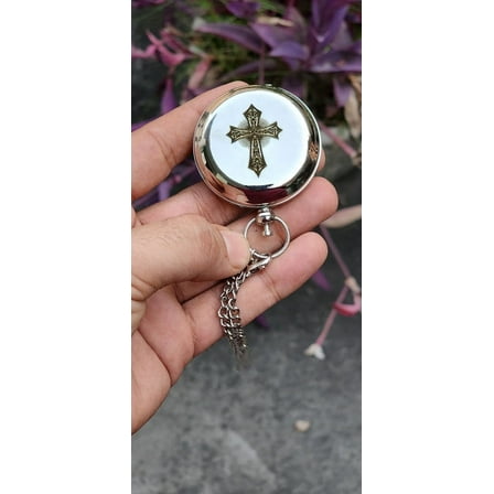 AWF Engraved Religious Decorative Compass with Nautical Leather Case - Unique Brass Navigation Tool