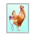 thumbnail image 4 of Stupell Industries Chicken Hen Bird Talking Purple Rotary Phone Graphic Art Gray Framed Art Print Wall Art, Design by Amelie Legault, 4 of 5