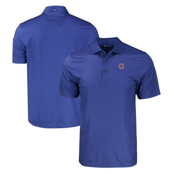 Men's Cutter & Buck Royal Chicago Cubs Big & Tall Pike Eco Tonal Geo Print Stretch Recycled Polo