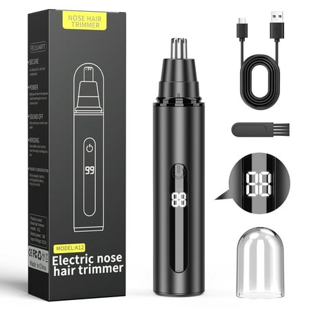 Nose Hair Trimmer for Men, 2025 Painless USB Rechargeable Nose Hair Trimmer, Ear and Nose Hair Trimmer for Men, Professional Facial Hair Trimmer with Waterproof Dual Edge Blades