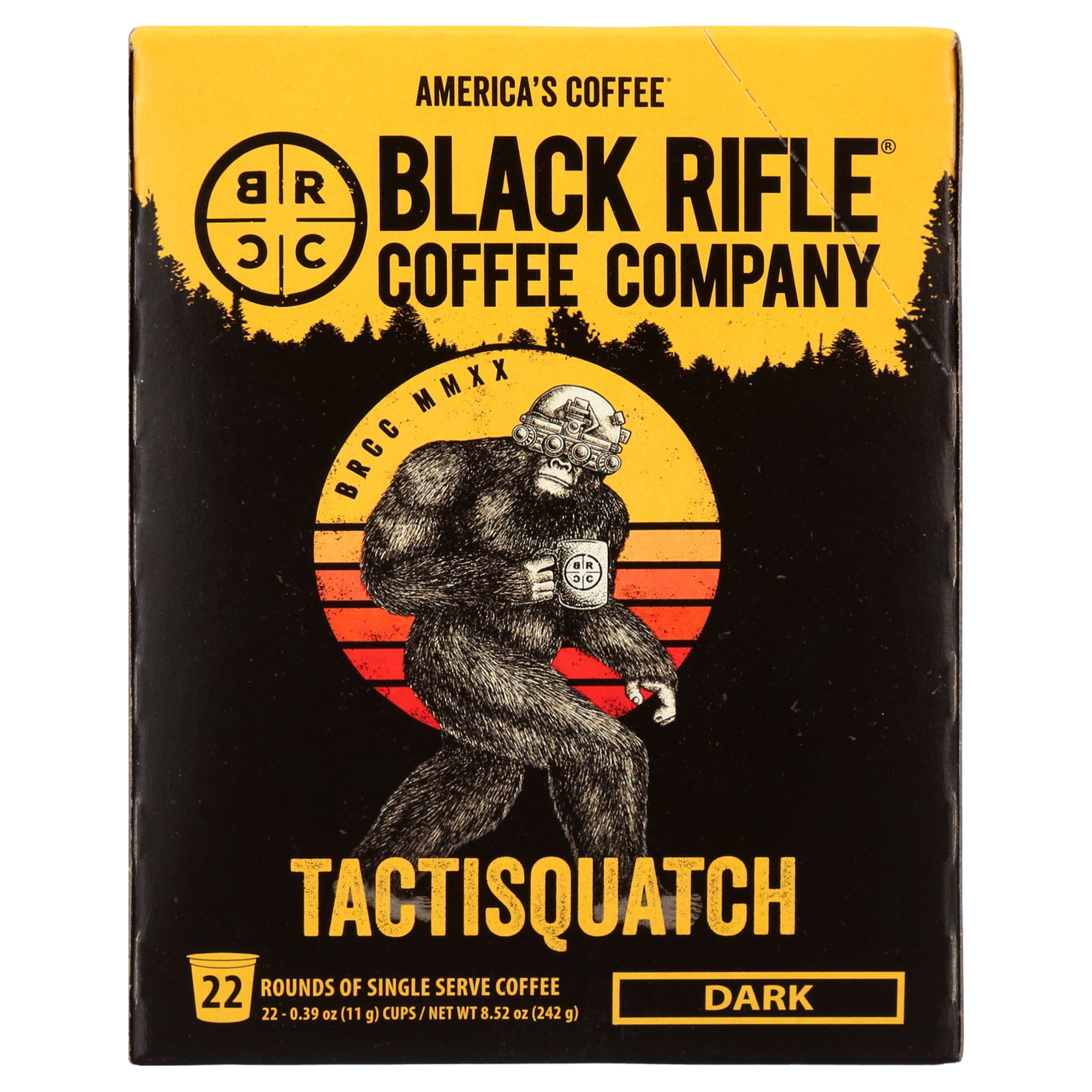 (4 pack) Black Rifle Coffee Company Tactisquatch K-Cup Pods, Dark Roast, 22 Ct