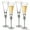 Silver, variant on 4 Piece Elegant Crystal Set Wedding Champagne Glasses with Diamond Rhinestone Accents and a Polished Gold Rim - 11 in Tall with Slender Long Stems, 7 oz - Chic Toasting Set for the Bride and Groom