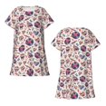 thumbnail image 3 of Bixox rock Skull record Retro Pattern Women's Nightgown, Soft & Breathable Sleepwear, Round Neck Knee-Length Pajama Dress,Loungewear for Home & Sleep, 3 of 7