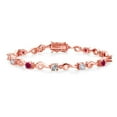 thumbnail image 2 of Gem Stone King 18K Rose Gold Plated Silver White Created Sapphire and Red Created Ruby and White Lab Grown Diamond Bracelet for Women (2.27 Cttw, Gemstone September Birthstone, Round 4MM, 7.5 inch), 2 of 3