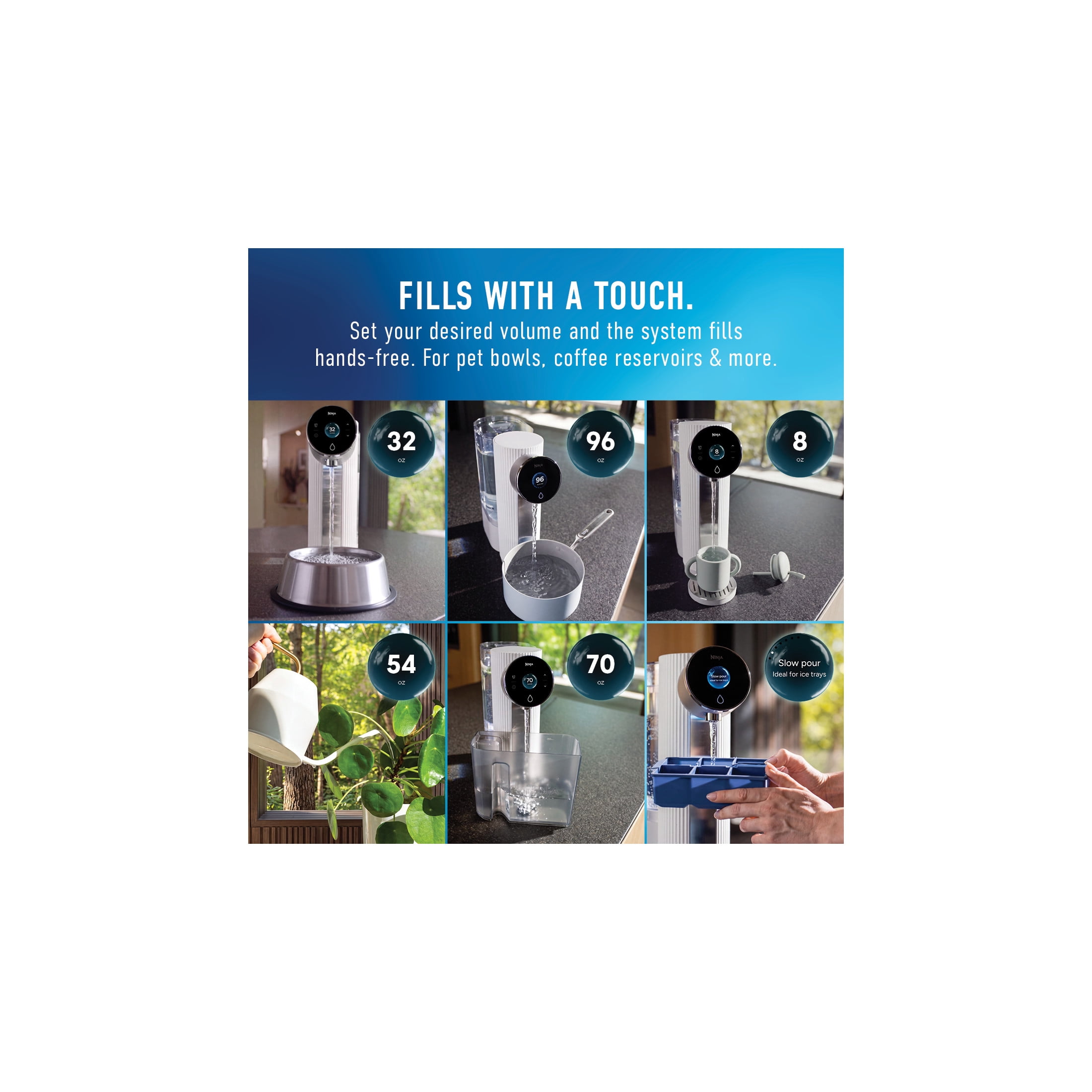 Ninja HydraSense 96-oz Water Filtration System, Intelligent Water Filtration System, Removes Lead, Mercury, Chlorine, Microplastics, WF1001WH1 Dove