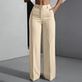 thumbnail image 5 of cocolona Womens A-line High Waist Dress Pants Button Zipper Waist Straight Wide Leg Work Pants Summer Business Casual Pants with Pockets, 5 of 5