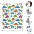 thumbnail image 4 of White Cartoon Dinosaurs Leaves Pattern Blanket,Comfortable Soft Flannel Throw Blanket,All Season,Warm Lightweight Blankets for Sofa Bed Couch Living Room Chair,30"x40", 4 of 4