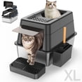 thumbnail image 1 of Caja de arena de acero inoxidable Aphyxen XL para grandes felinos con tapa, 1 of 8