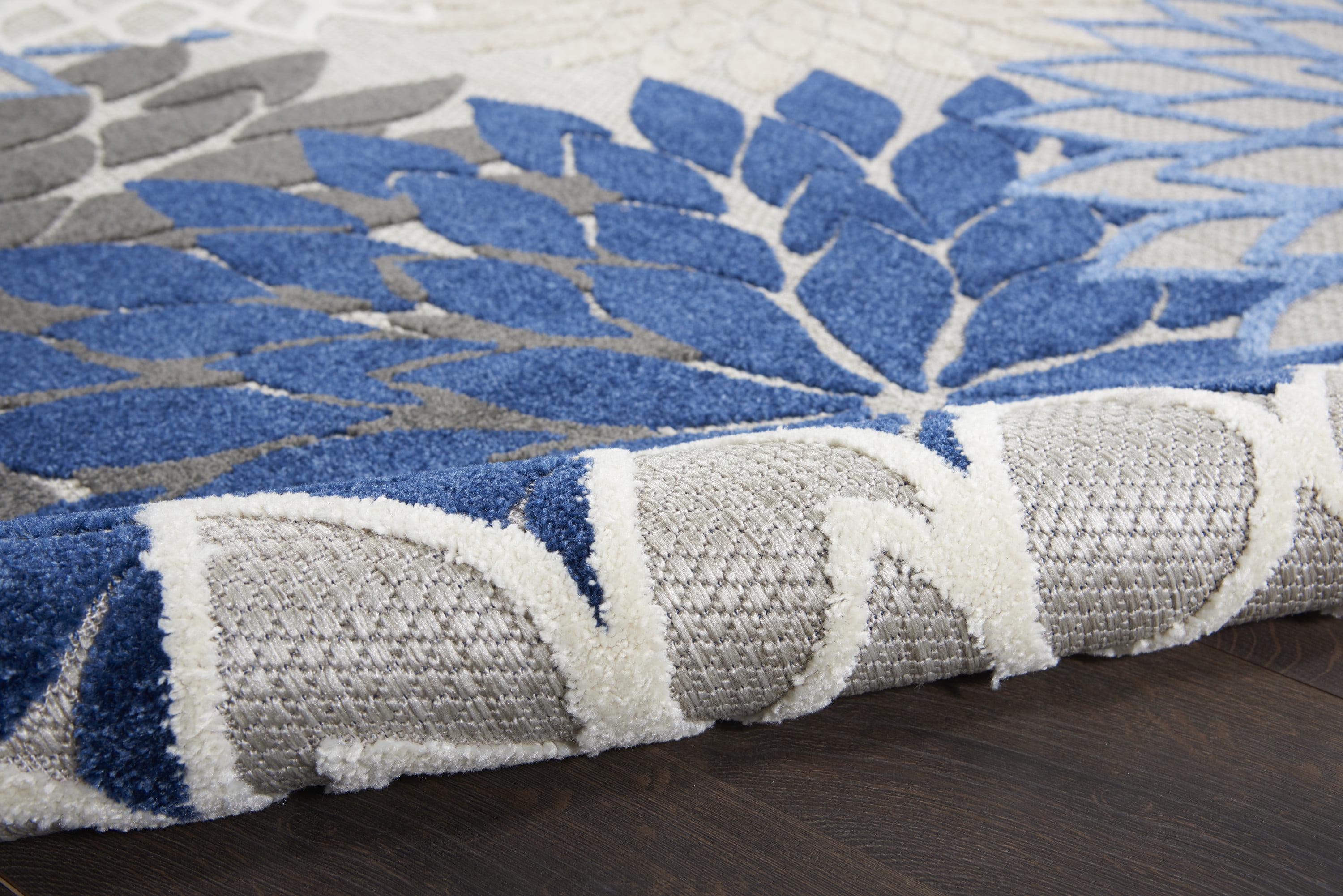 Nourison Tropical Oasis Indoor/Outdoor Modern Floral Blue/Multicolor 3'6" x 5'6" Area Rug, (4' x 6')