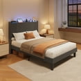 thumbnail image 4 of Lofka 5-Piece Modern Bedroom Furniture Set – Full Bed Frame with Charging Station & LED Lights, 2 Nightstands, 5-Drawer Dresser & 6-Drawer Chest, Black, 4 of 9