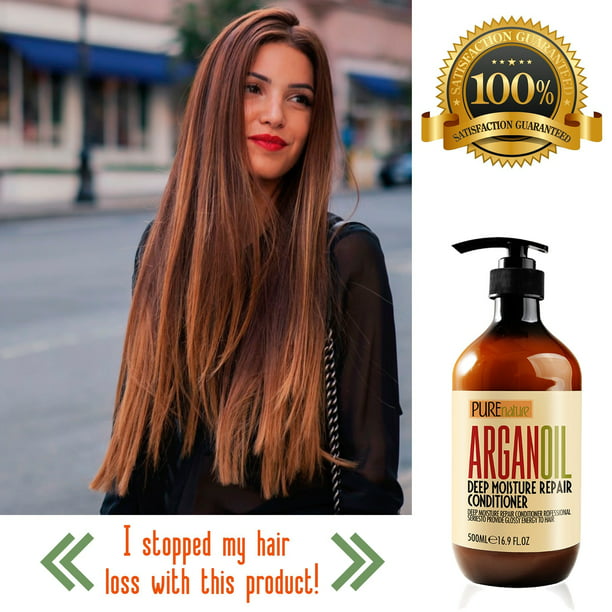 Moroccan Argan Oil Shampoo and Conditioner SLS Sulfate Free Organic Set - for Damaged, Dry, Curly or Frizzy Hair - Thickening for Fine/Thin Safe for Color and Keratin Treated