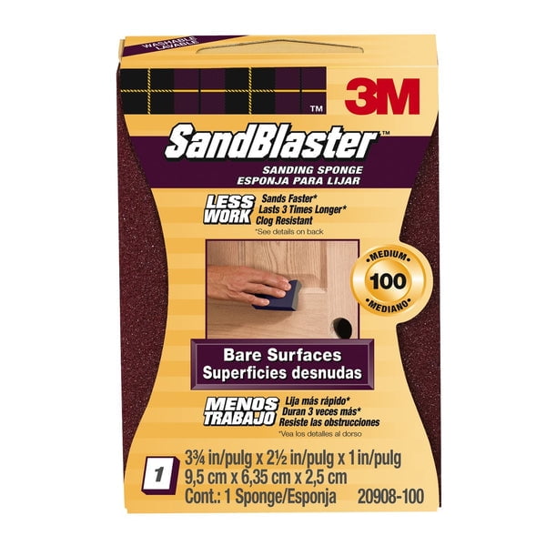 3M Sandblaster Sanding Sponge 100 Grit Medium for sale online 
