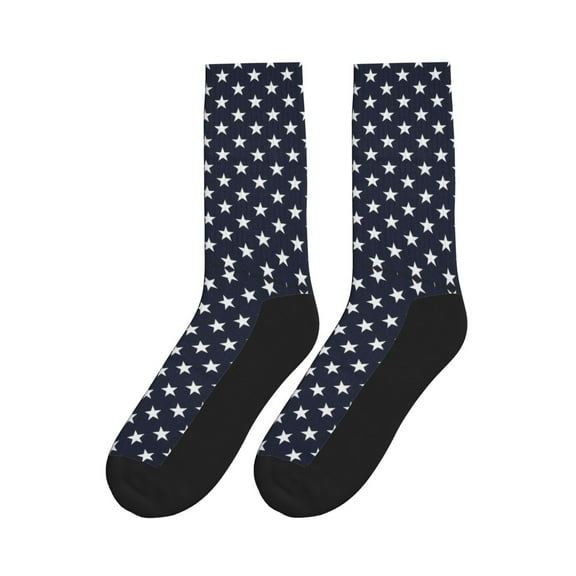 Mens Womens Stars Navy Blue White Hiker Cushion Crew Socks