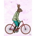 thumbnail image 2 of Fab Funky 26x32 White Modern Wood Framed Museum Art Print Titled - Rabbit On Bike, 2 of 4