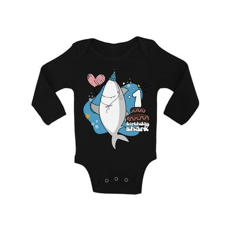 

Awkward Styles 1st Birthday Party I am One Romper Baby Bodysuit Long Sleeve Shark Romper Shark Themed B Day Party Gifts for One Year Old Kids Shark One Piece Top Shark Gifts for Babies Shark Top