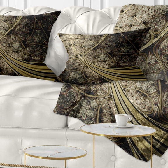 Designart White Metallic Fabric Pattern - Abstract Throw Pillow - 12x20