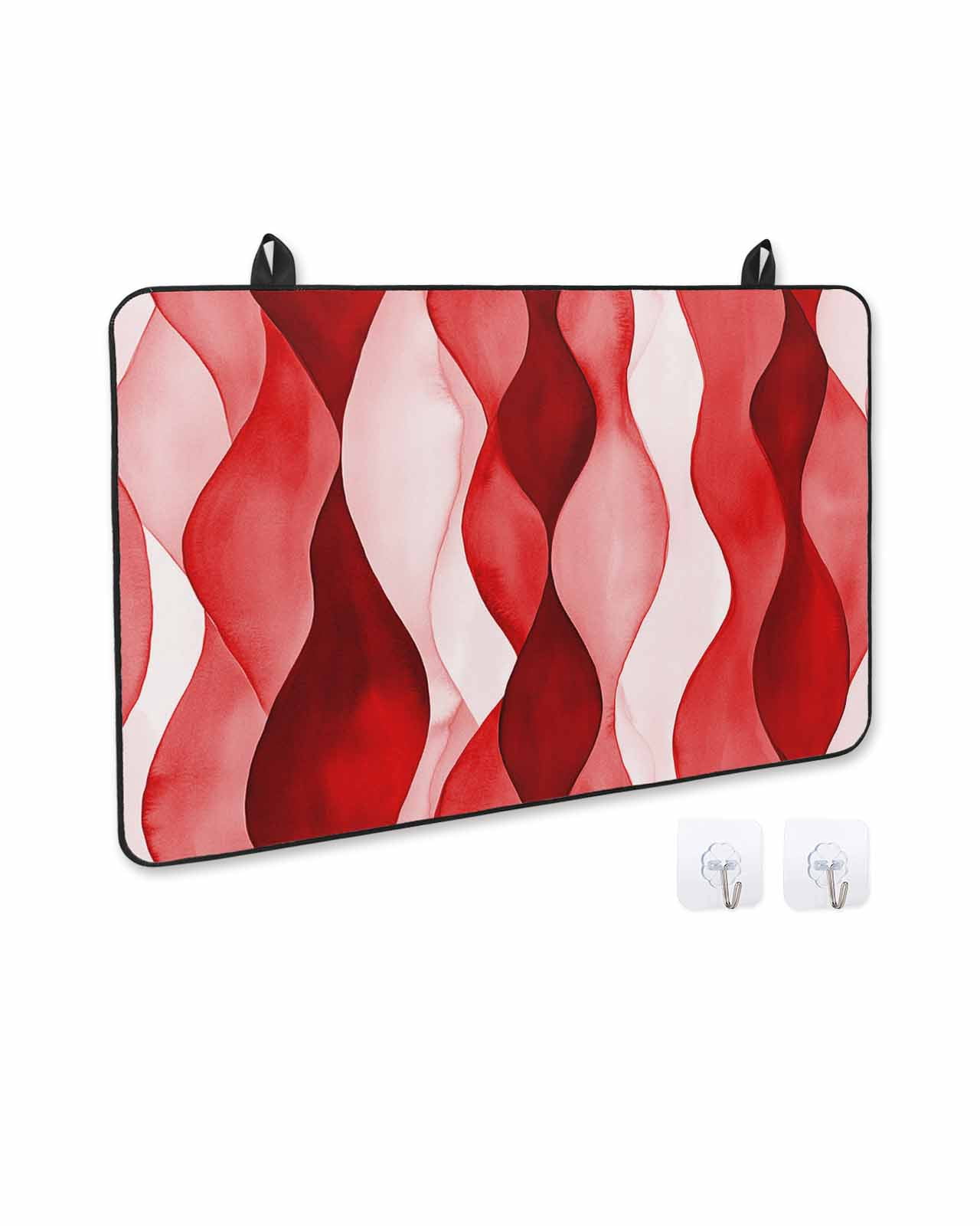 nqOlkjepod Large Induction Cooktop Protector Mat 24"x21", Red Striped Stove Top Covers for Electric Stove, Modern Gradient Geometric Ripple Stripes Stove Burner Cover Mats, Glass Top Stove Cover