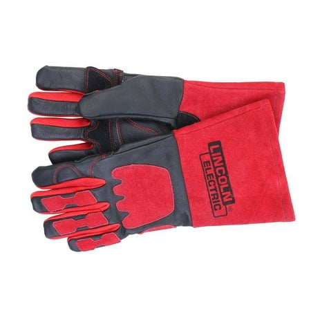 

Lincoln Electric Red and Black Leather Welding Gloves