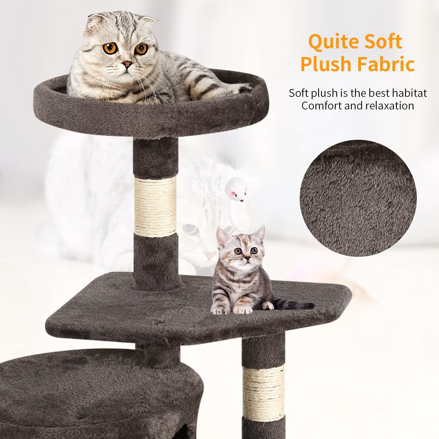 YRLLENSDAN 36 inch Cat Tree Tower for Indoor Cats, Small Cat Tower with Scratching Post, Cat Climbing Tower with Sturdy Cat Condo, Kitten Tree, Dark Gray