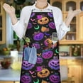 thumbnail image 5 of Neon Halloween Pumpkin Pattern Apron-Garden Aprons for Women with Pockets-Cotton Linen Waterproof Kitchen Cooking Gardening Aprons Adjustable for Kitchen,Cooking,BBQ and Salon 33"x27", 5 of 7