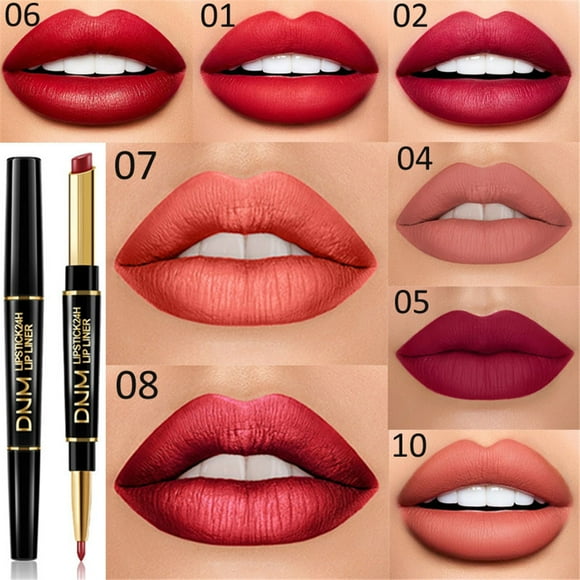 EARKITY Lip Liner and Lipstick Set Kit for Women, Matte Lips Kit with Lip Liner Lip Stains, 2 In 1 Long Lasting Waterproof 24 Hour Lipstick and Lip Liners Combo Lipliners Pencil