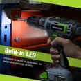 thumbnail image 3 of WORKPRO 20V Cordless Drill Driver Kit, 3/8'' Keyless Chuck, 2.0 Ah Li-ion Battery, 1 Hour Fast Charger and 11-inch Green Storage Bag Included, 3 of 7