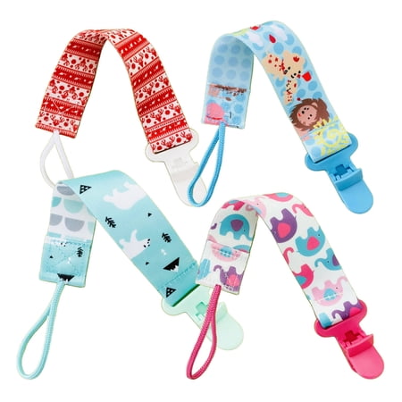 OITY 4 Pcs Universal Pacifier Clip, Portable Baby Pacifier Holder for Newborn and Infant, Easy to Disassemble Soother Clip for Travel and Teething