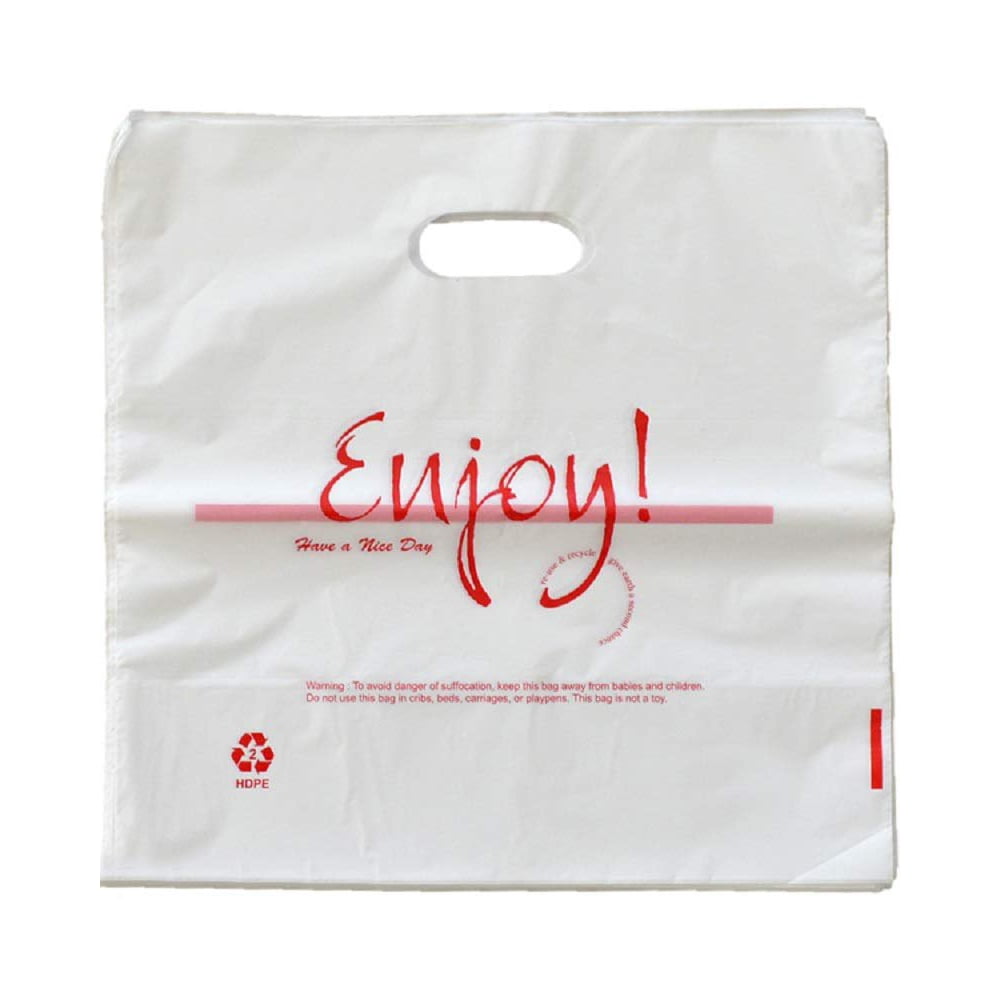 Pack of 1000 Preprinted Die Cut Bags with Enjoy print 12 x 12 x 6