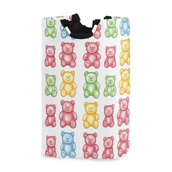 Yayeee Freestanding Laundry Hamper with Handle Collapsible Large Storage Basket for Clothes, Gummy Bear Pattern