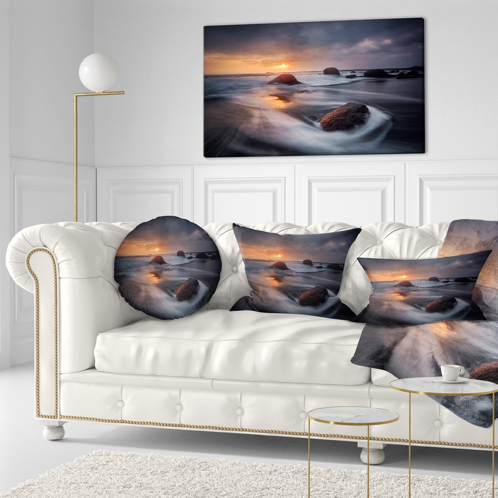 Designart 12" x 20" Black Polyester Throw Pillow