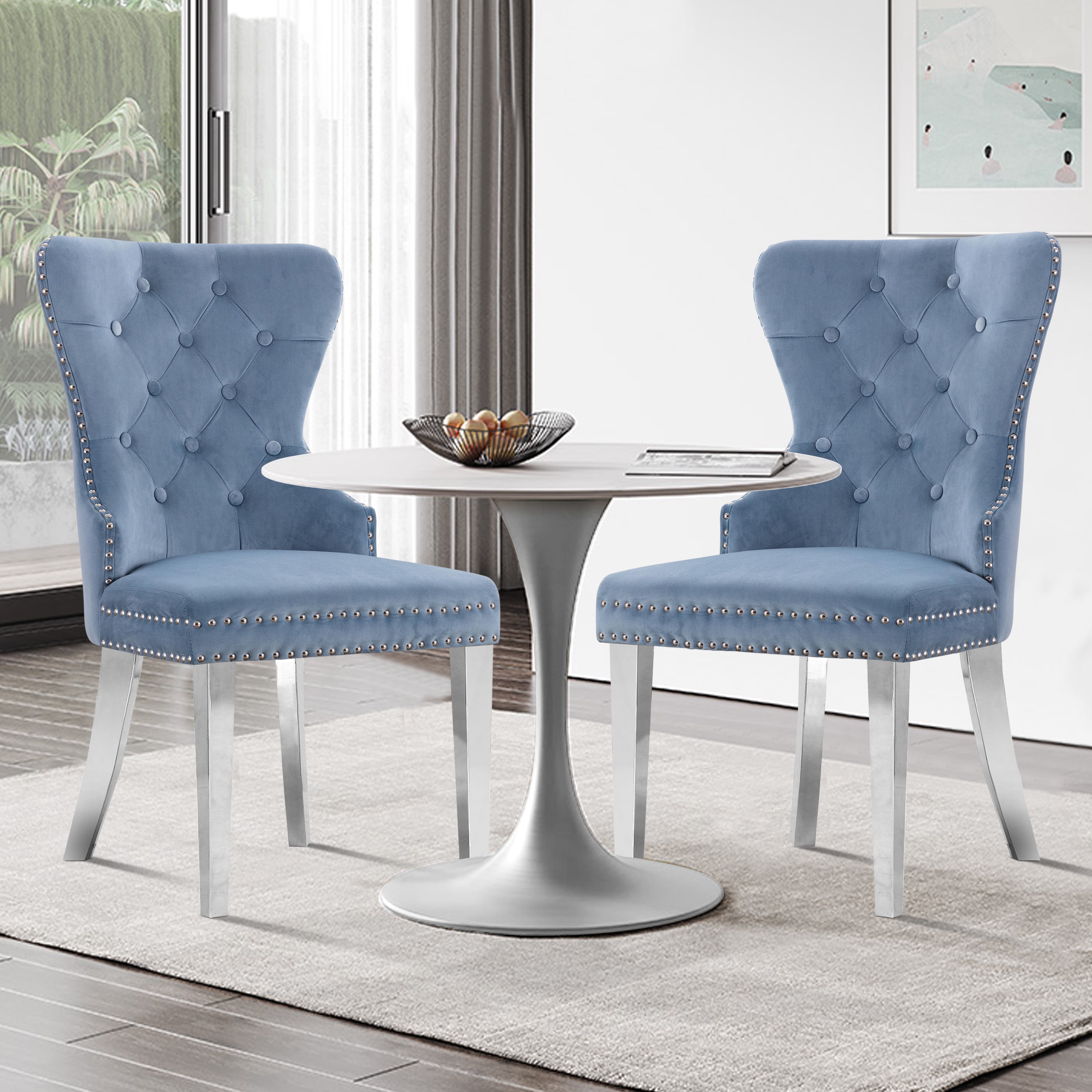 Foredo Velvet Dining Chairs Set of 2, Modern Upholstered Wingback