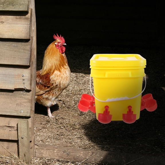 OUNONA Auto Chicken Trough Feeder Waterer 2pcs Simple Design Durable Plastic Poultry Supplies