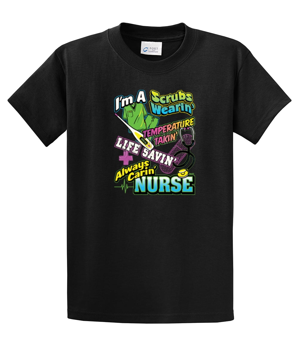 Nurse Short Sleeve T-shirt I'm A Scrubs Wearin' CNA Assistant Plus Funny Tee - Picture 7 of 104