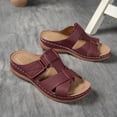 thumbnail image 5 of BADHUB Women's Low Wedge Heels Summer Comfortable Dressy Sandals Buckle Ankle Strap Open Toe Wedge Slides Wine 39, 5 of 6