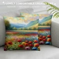 thumbnail image 3 of Orinice Throw Pillow Cover Italian Tuscany Cypresses Landscape Mountains Flowers Red Poppies Field Pillowcase Home Decorative Square Pillow Case Cushion Cover White, 3 of 5