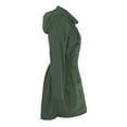 thumbnail image 3 of Defitshape Women's Hooded Rain Coat Outerwear Waterproof Anorak Windbreaker Long Casual Full Zip Winter Zip Pocket Wind Jacket Dark Green Large, 3 of 4