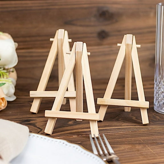 BalsaCircle 10 Natural 5" Wood Mini Easel Table Number Sign Holders Place Card Stands Party Events Decorations
