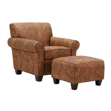 Handy Seat - Handy Living Mira 8-way Hand-tied Paisley Arm Chair and Ottoman