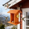 thumbnail image 4 of Birdeem Hanging Bird Feeder for Outdoors, Wooden House for Small Birds, Garden Decor with Hanging Rope, Easy Clean Tray, 4 of 9
