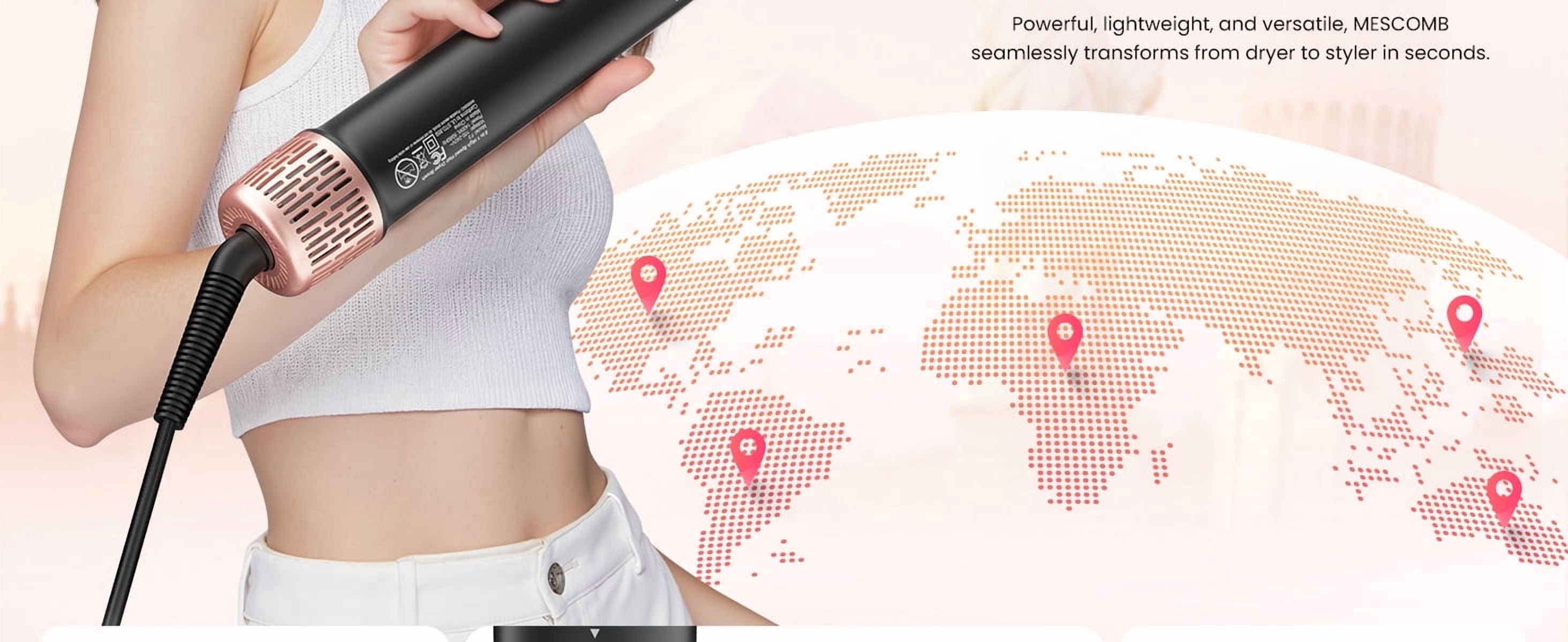 3 in 1 Hair Styler, High-Speed Hair Dryer with Air Styler with Long Barrel Air Styler, Dual Voltage Hair Tools Styling