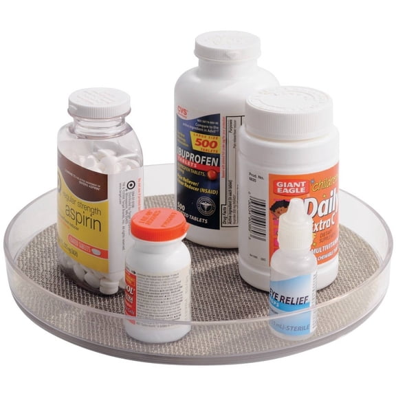 iDesign Twillo BPA-Free Plastic Lazy Susan Turntable Organizer, Metallico, Clear