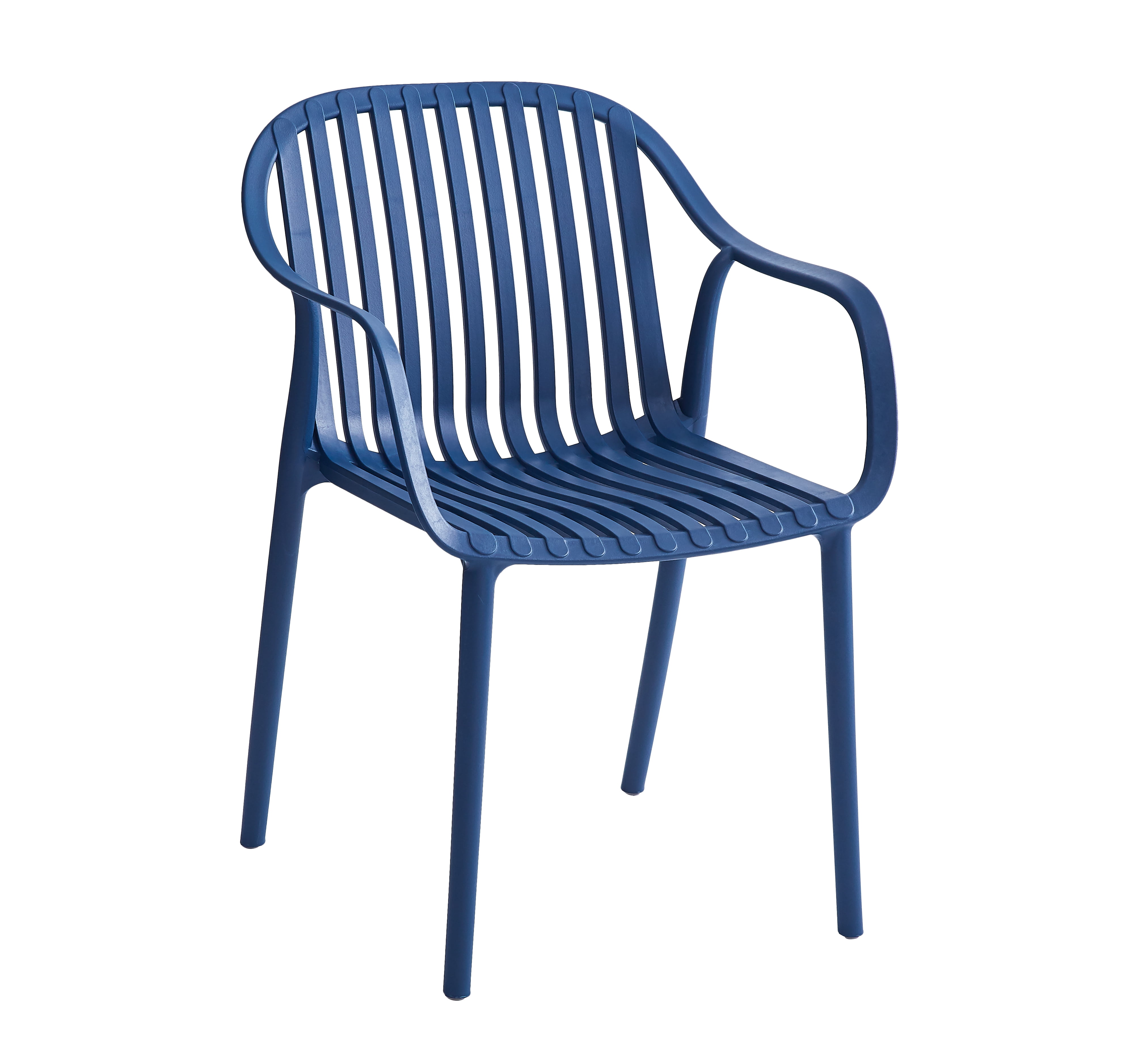 XDECO Stackable Dining Chairs Set, Breathable Modern Indoor/Outdoor Chair with Armrests & Backrest for Patios, Cafes,Home/Commercial Use, 250lbs Heavy Duty, Blue